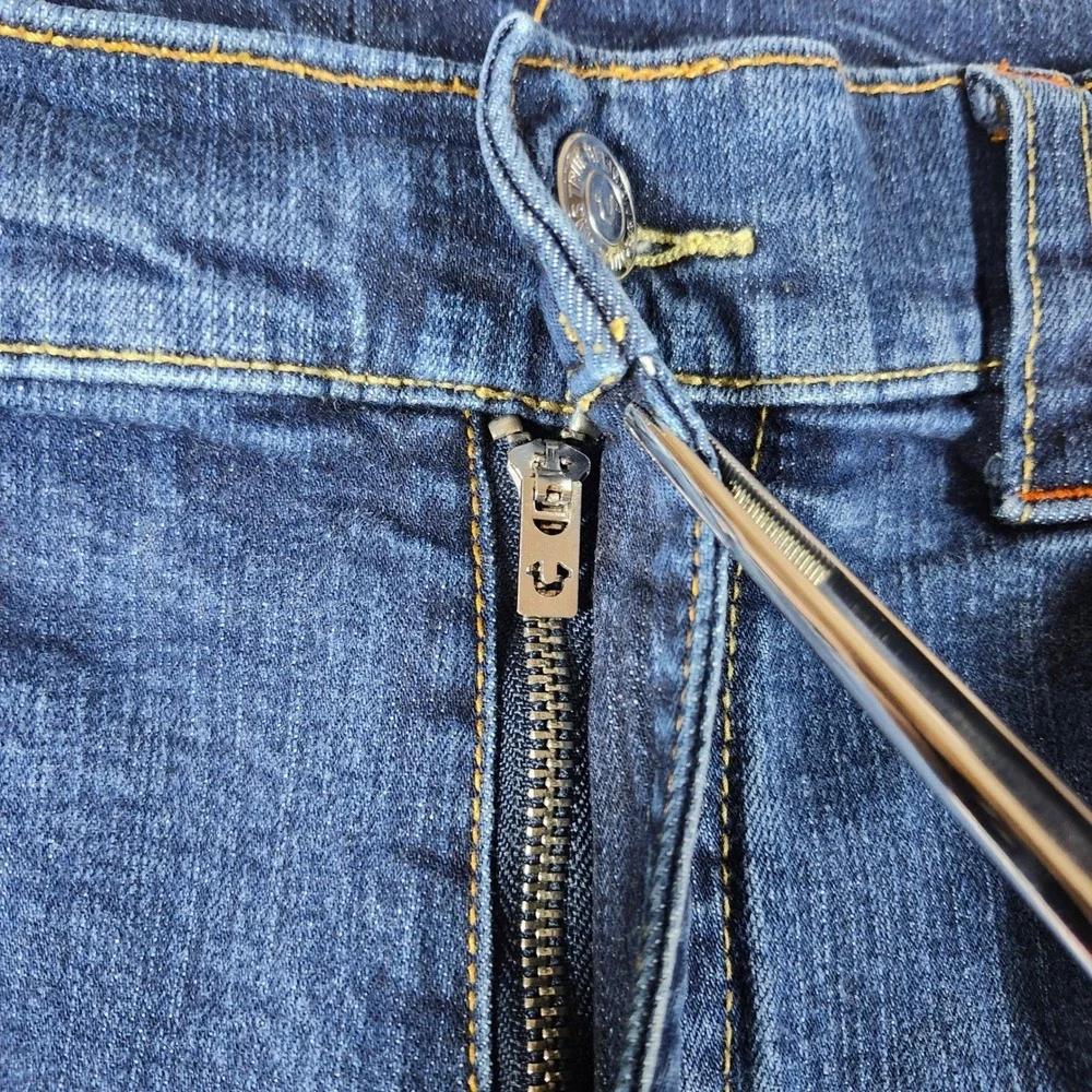 True Religion Ricky Straight Jean Men 44x32 Dark Wash Blue Excellent Flap Pocket